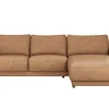 Ecksofa Balok - 2,5-Sitzer mit Longchair groß rechts, Leder, Cognac – Bild 2