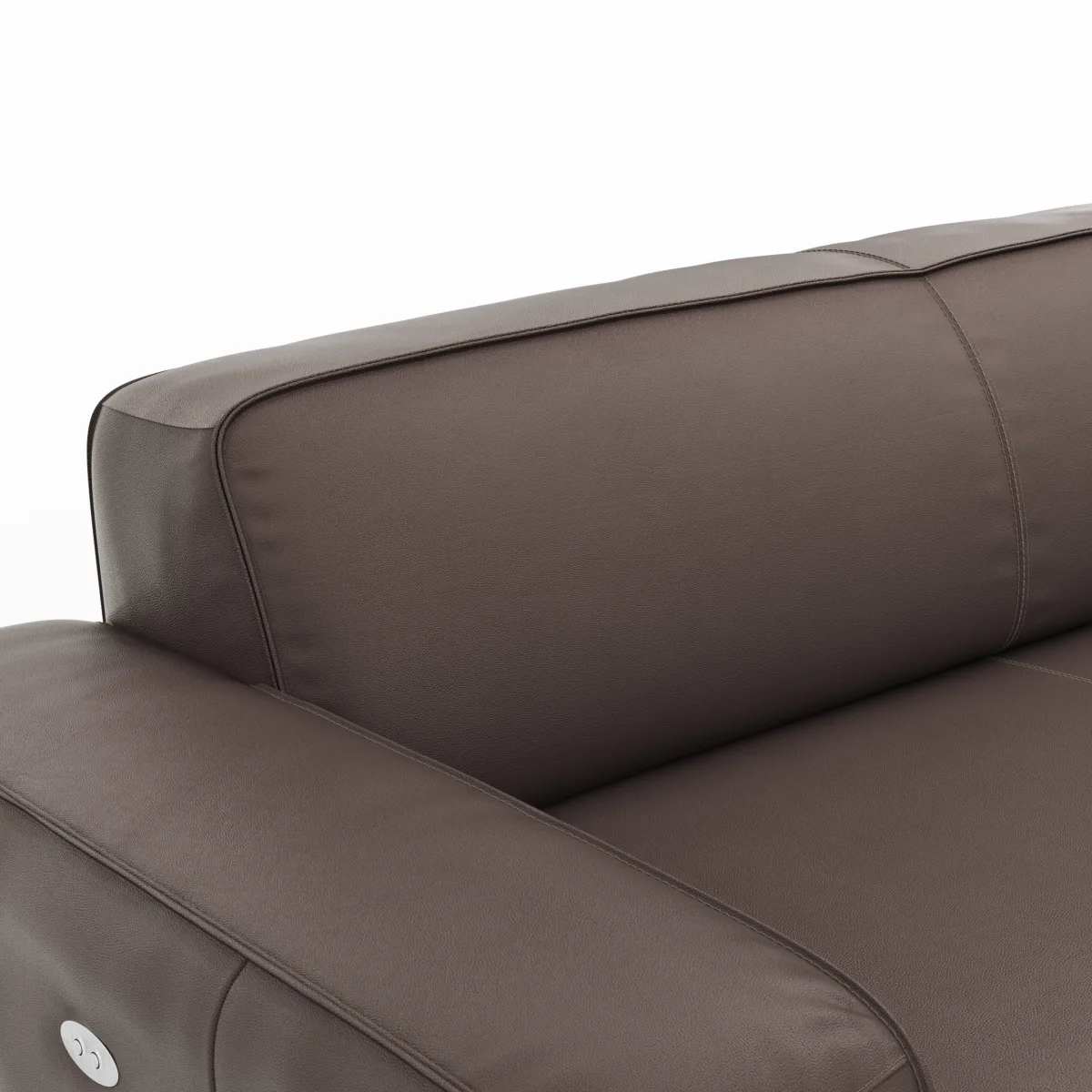 Ecksofa Denver - 2,5-Sitzer mit Longchair rechts, groß, inkl. Sitzvorzug (motorisch), Leder, Mocca – Bild 4