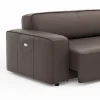 Ecksofa Denver - 2,5-Sitzer mit Longchair rechts, groß, inkl. Sitzvorzug (motorisch), Leder, Mocca – Bild 3