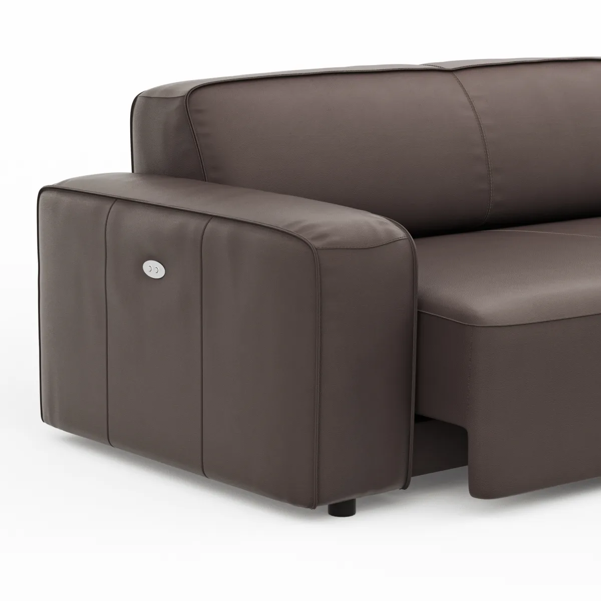 Ecksofa Denver - 2,5-Sitzer mit Longchair rechts, groß, inkl. Sitzvorzug (motorisch), Leder, Mocca – Bild 3