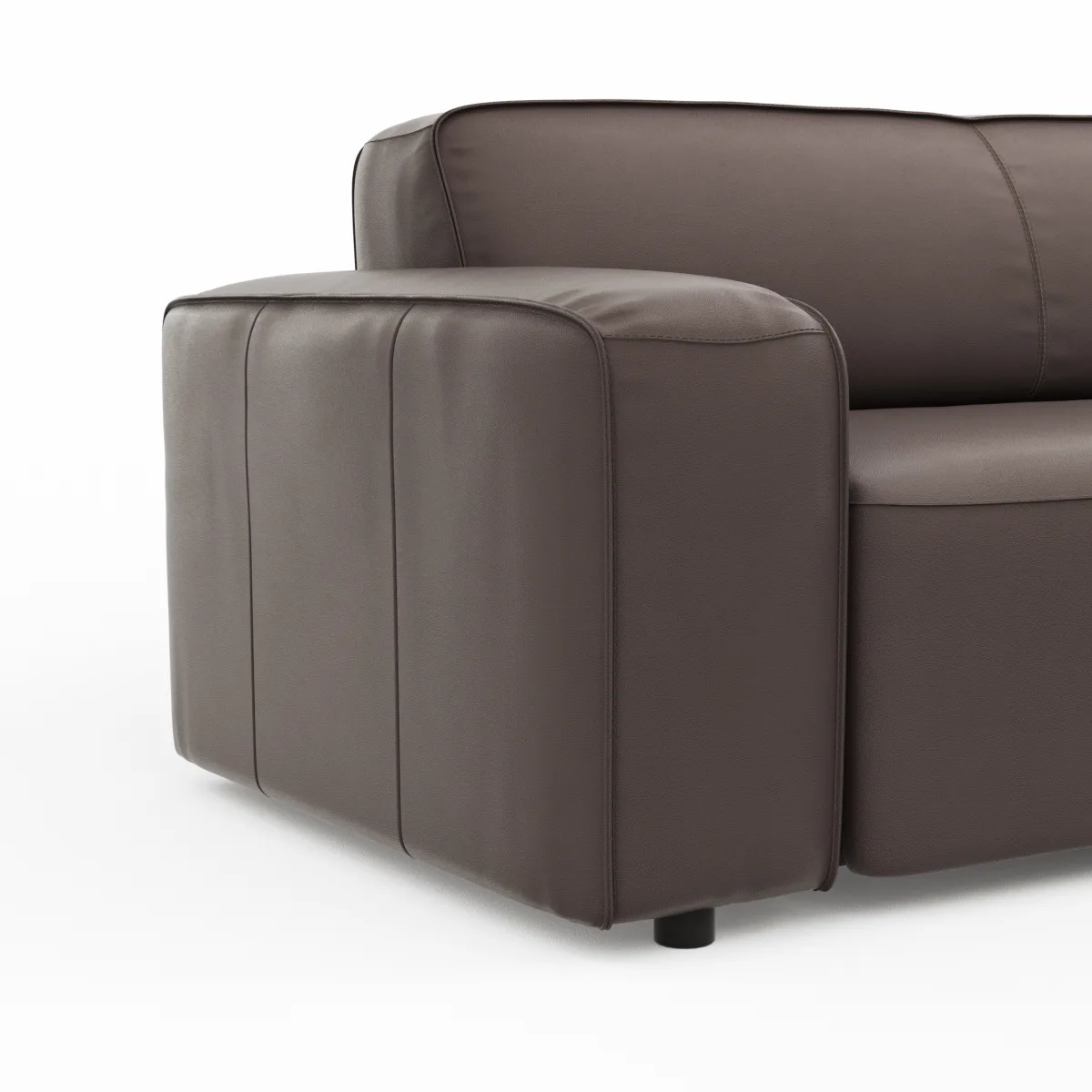 Ecksofa Denver - 2,5-Sitzer mit Longchair rechts, groß, Leder, Mocca – Bild 4