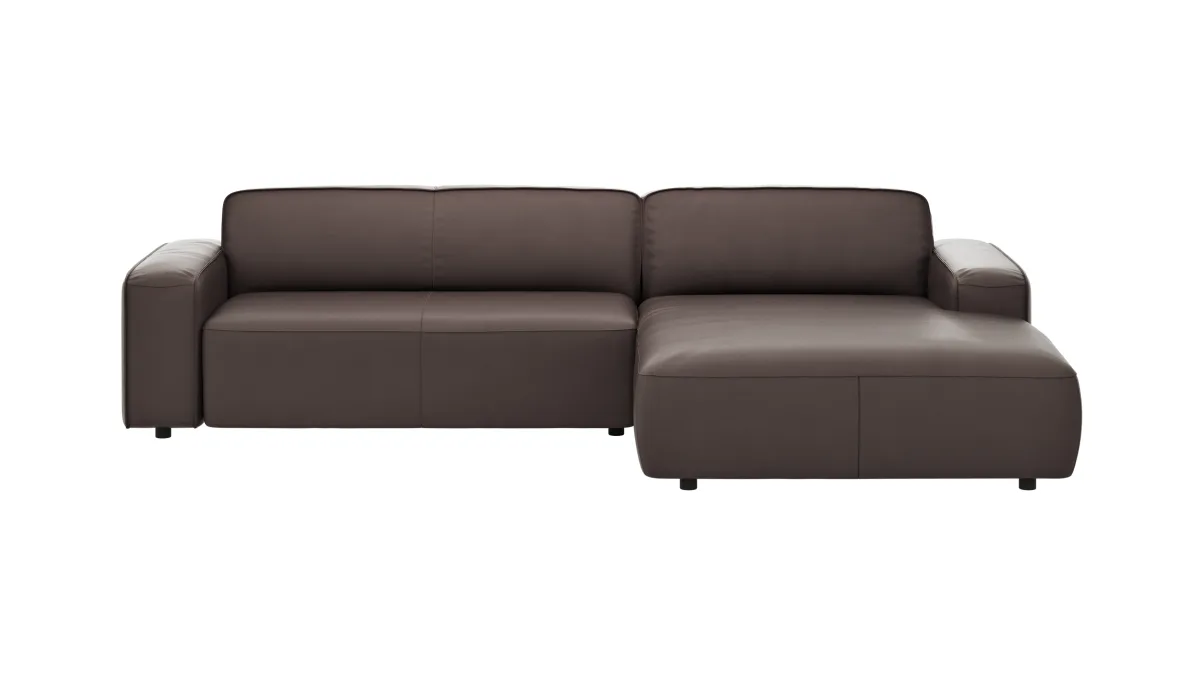 Ecksofa Denver - 2,5-Sitzer mit Longchair rechts, groß, Leder, Mocca – Bild 2