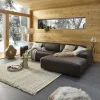 Ecksofa Denver - 2,5-Sitzer mit Longchair rechts, groß, Leder, Mocca – Bild 5