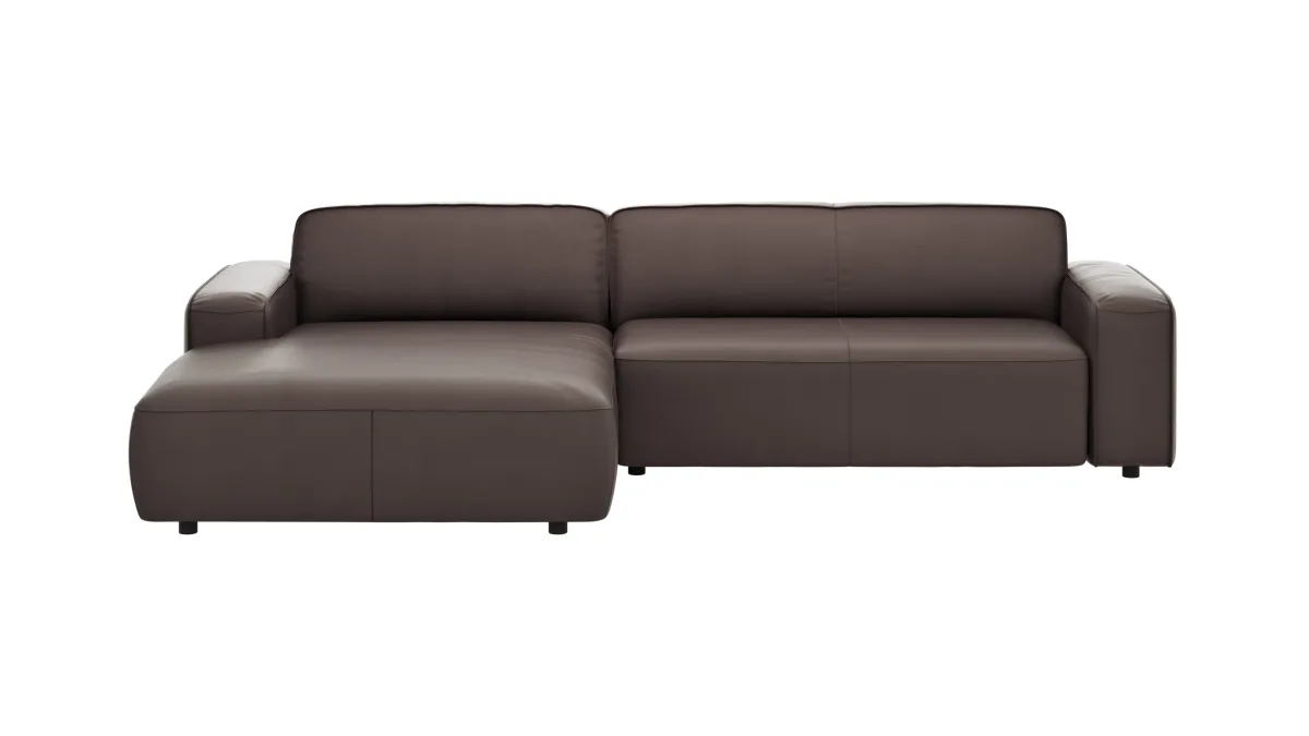 Ecksofa Denver - Longchair links, groß mit 2,5-Sitzer, Leder, Mocca – Bild 2