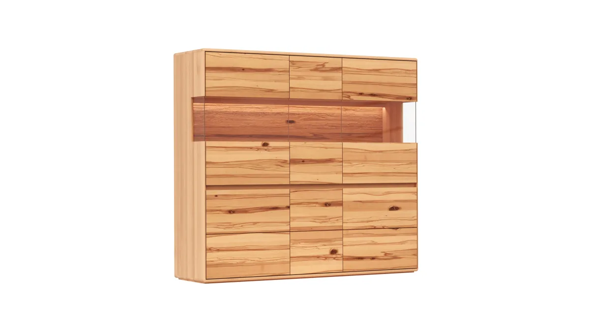 Highboard Hillsboro - inkl. Beleuchtung, Buche/Kernbuche natur, geölt – Bild 2