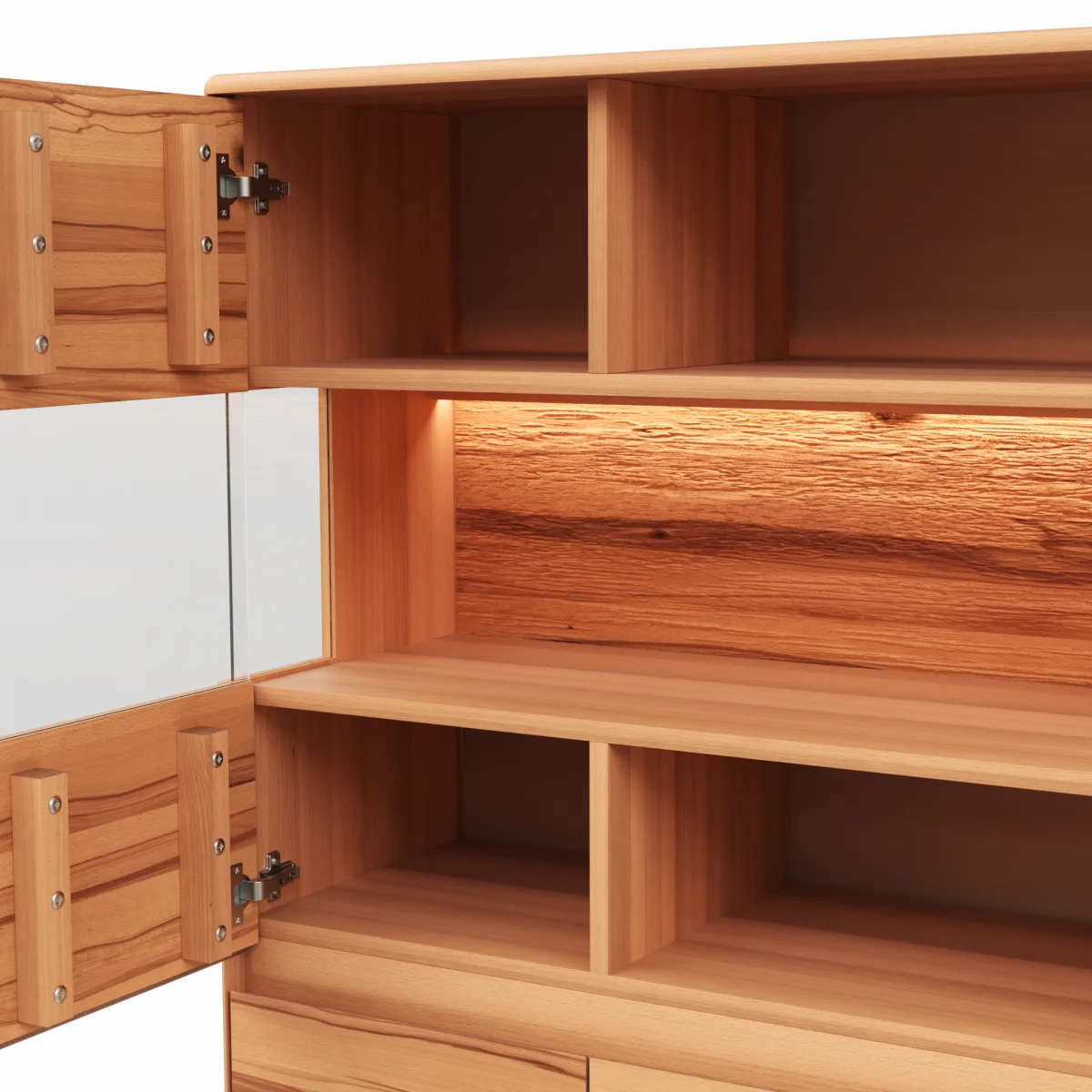 Highboard Hillsboro - inkl. Beleuchtung, Buche/Kernbuche natur, geölt – Bild 4