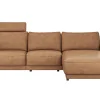 Ecksofa Balok - 2,5-Sitzer mit Longchair groß rechts, inkl. Relaxfunktion (motorisch) und Kopfstütze, Leder, Cognac – Bild 2