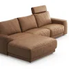 Ecksofa Balok - Longchair groß rechts mit 2,5-Sitzer, inkl. Relaxfunktion (motorisch) und Kopfstütze, Leder, Cognac – Bild 3