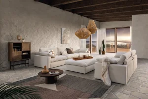 Alternative view of Hocker Palmdale - LB ca. 115x115 cm, Stoff, Natur