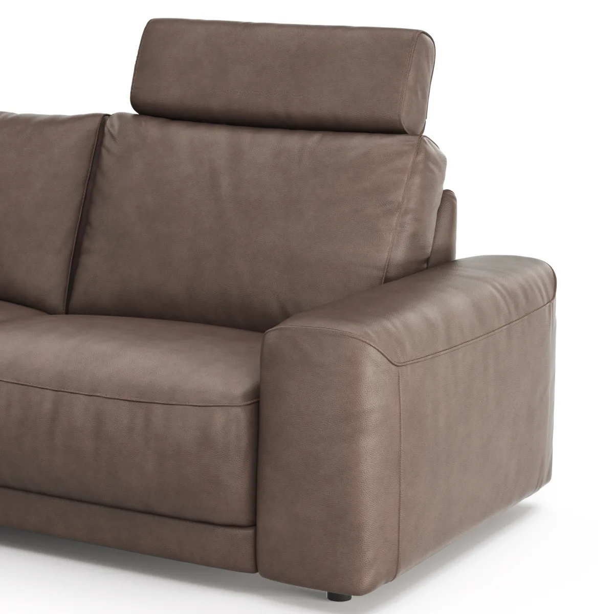 Ecksofa Balok - Longchair groß links mit 2,5-Sitzer, inkl. Relaxfunktion (motorisch) und Kopfstütze, Leder, Dunkelbraun – Bild 4