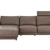 Ecksofa Balok - Longchair groß links mit 2,5-Sitzer, inkl. Relaxfunktion (motorisch) und Kopfstütze, Leder, Dunkelbraun – Bild 2