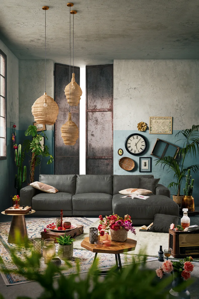 Ecksofa Balok - 2,5-Sitzer mit Longchair groß rechts, Stoff, Anthrazit – Bild 5