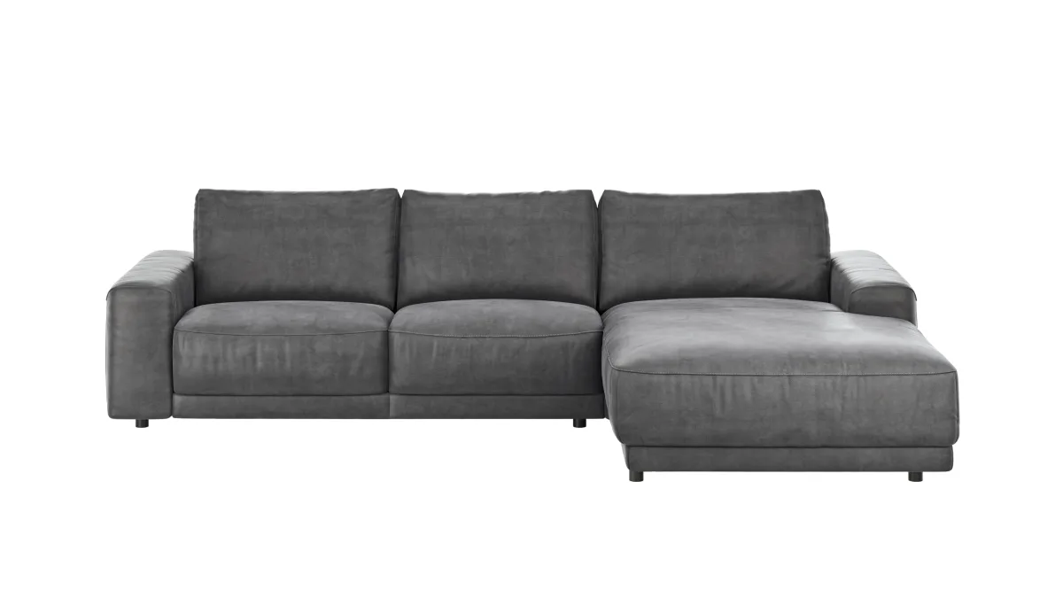 Ecksofa Balok - 2,5-Sitzer mit Longchair groß rechts, Stoff, Anthrazit – Bild 2
