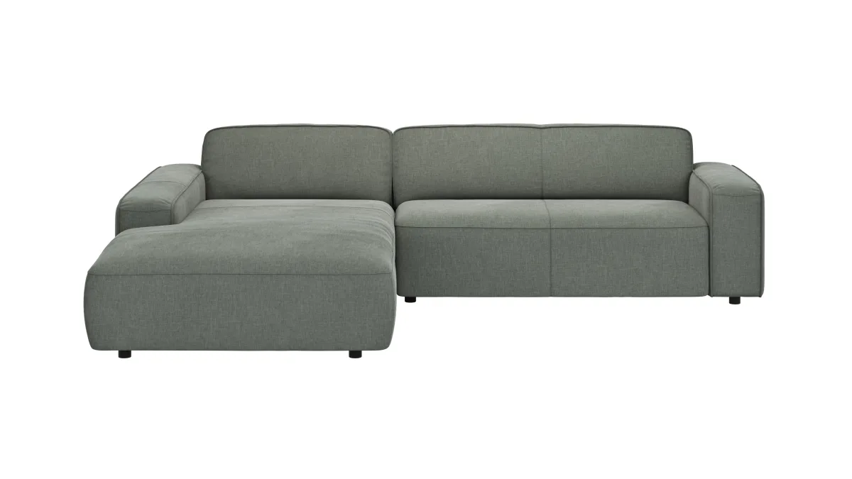 Ecksofa Denver - Longchair links mit 2,5-Sitzer, Stoff, Grau – Bild 2