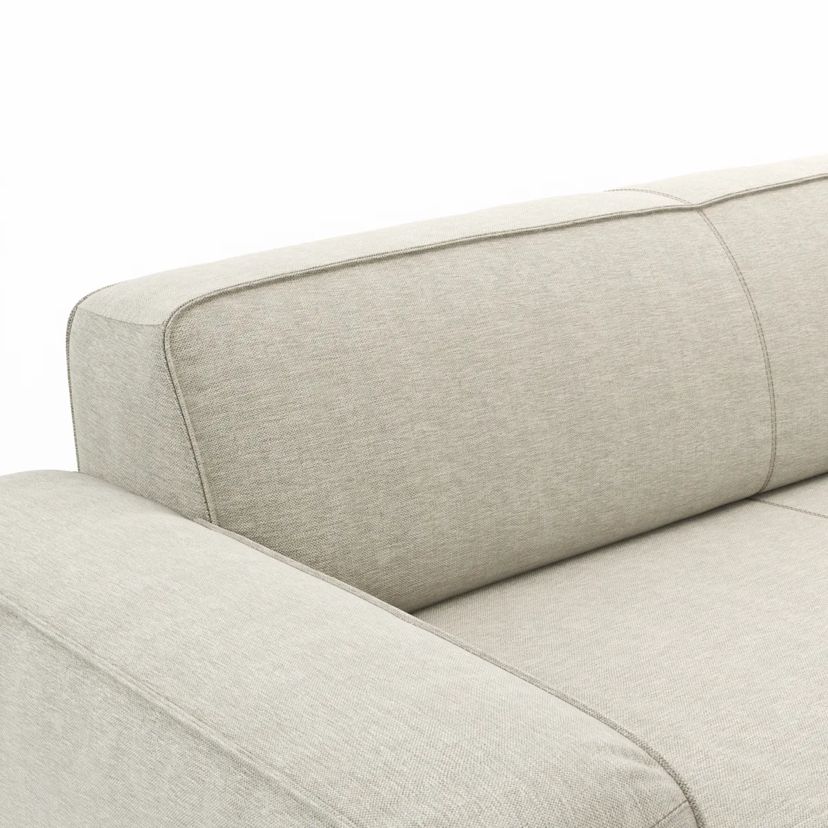 Ecksofa Denver - 2,5-Sitzer mit Longchair rechts, Stoff, Natur – Bild 4