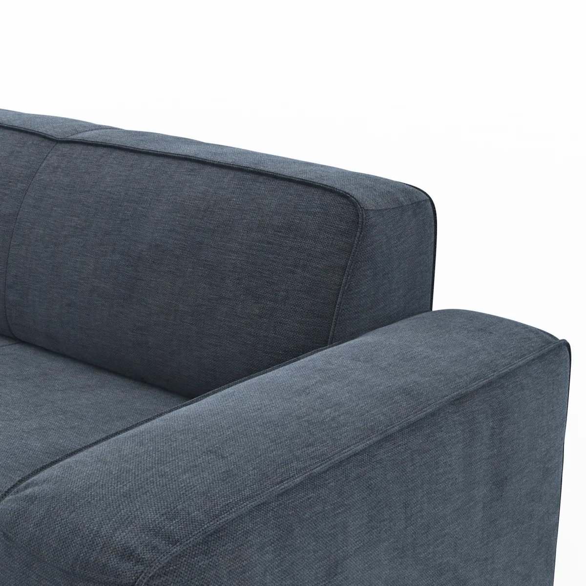 Ecksofa Denver - Longchair links mit 2-Sitzer, Stoff, Blau – Bild 3