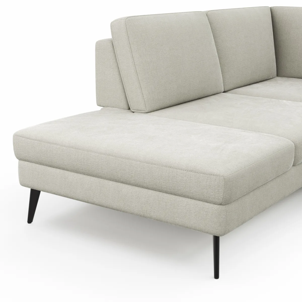 Ecksofa Houston - 1-Sitzer mit Abschlussteil links, Eckelement und 2,5-Sitzer rechts, inkl. Sitztiefenverstellung und Armlehne klappbar, Stoff, Natur – Bild 3