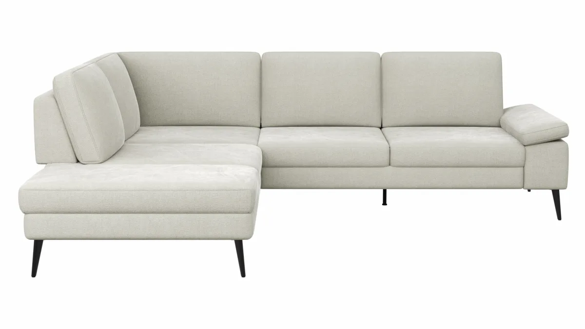 Ecksofa Houston - 1-Sitzer mit Abschlussteil links, Eckelement und 2,5-Sitzer rechts, inkl. Sitztiefenverstellung und Armlehne klappbar, Stoff, Natur – Bild 2