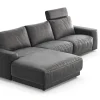 Ecksofa Balok - Longchair groß links mit 2,5-Sitzer, inkl. Relaxfunktion (motorisch) und Kopfstütze, Stoff, Anthrazit – Bild 3