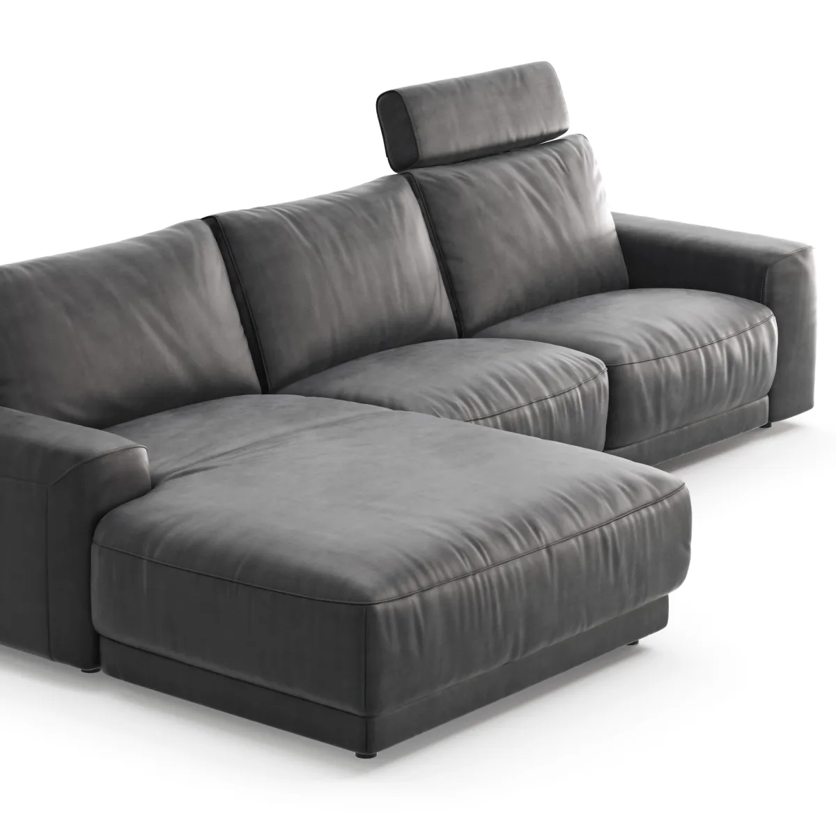 Ecksofa Balok - Longchair groß links mit 2,5-Sitzer, inkl. Relaxfunktion (motorisch) und Kopfstütze, Stoff, Anthrazit – Bild 3
