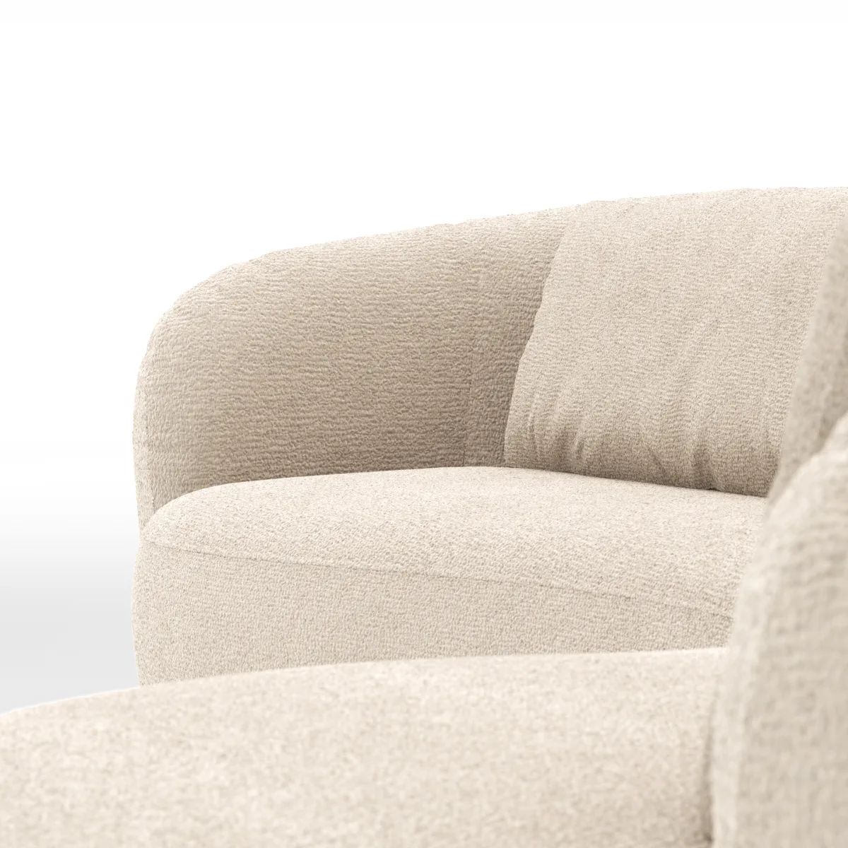 Ecksofa Karasu - 3-Sitzer mit Ottomane rechts, Stoff, Natur – Bild 4
