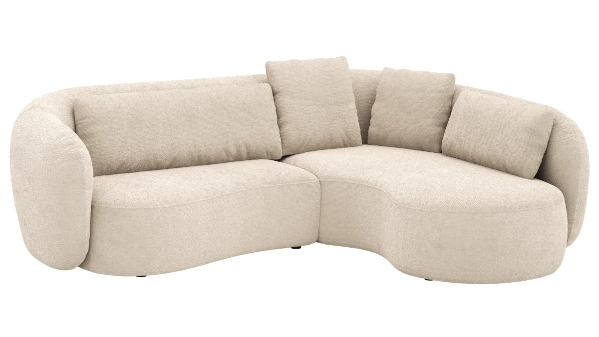 Ecksofa Karasu - 3-Sitzer mit Ottomane rechts, Stoff, Natur – Bild 2