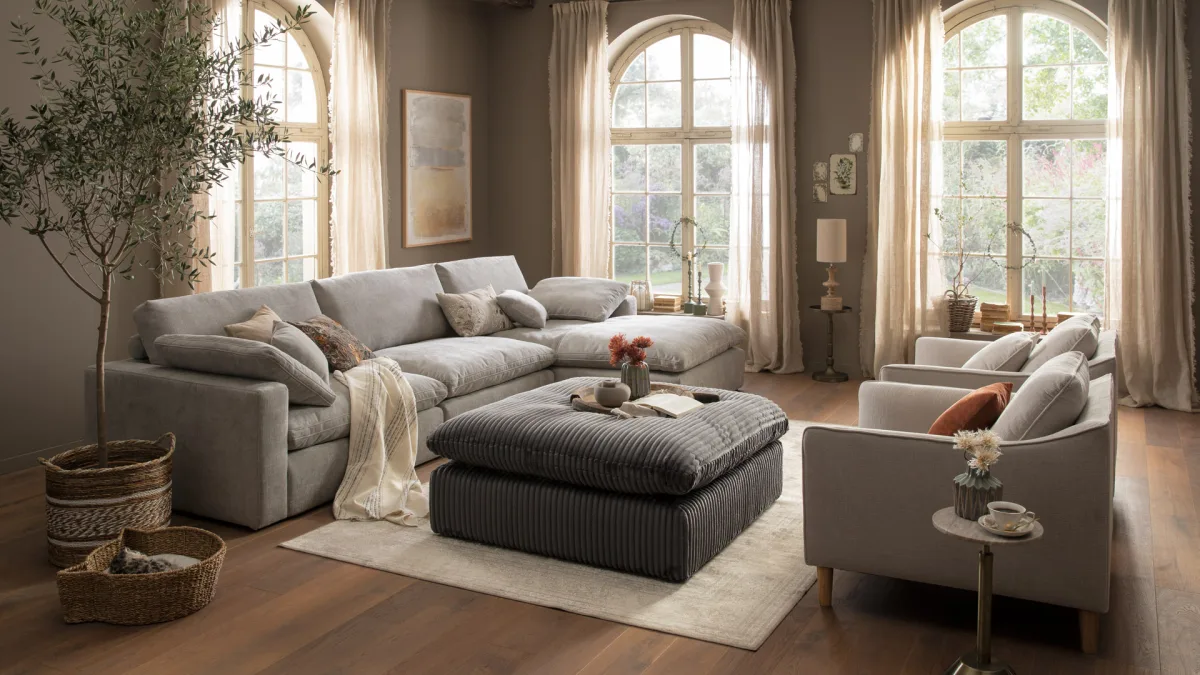 Sofa Burnley - 1-Sitzer, Stoff, Graubeige – Bild 4