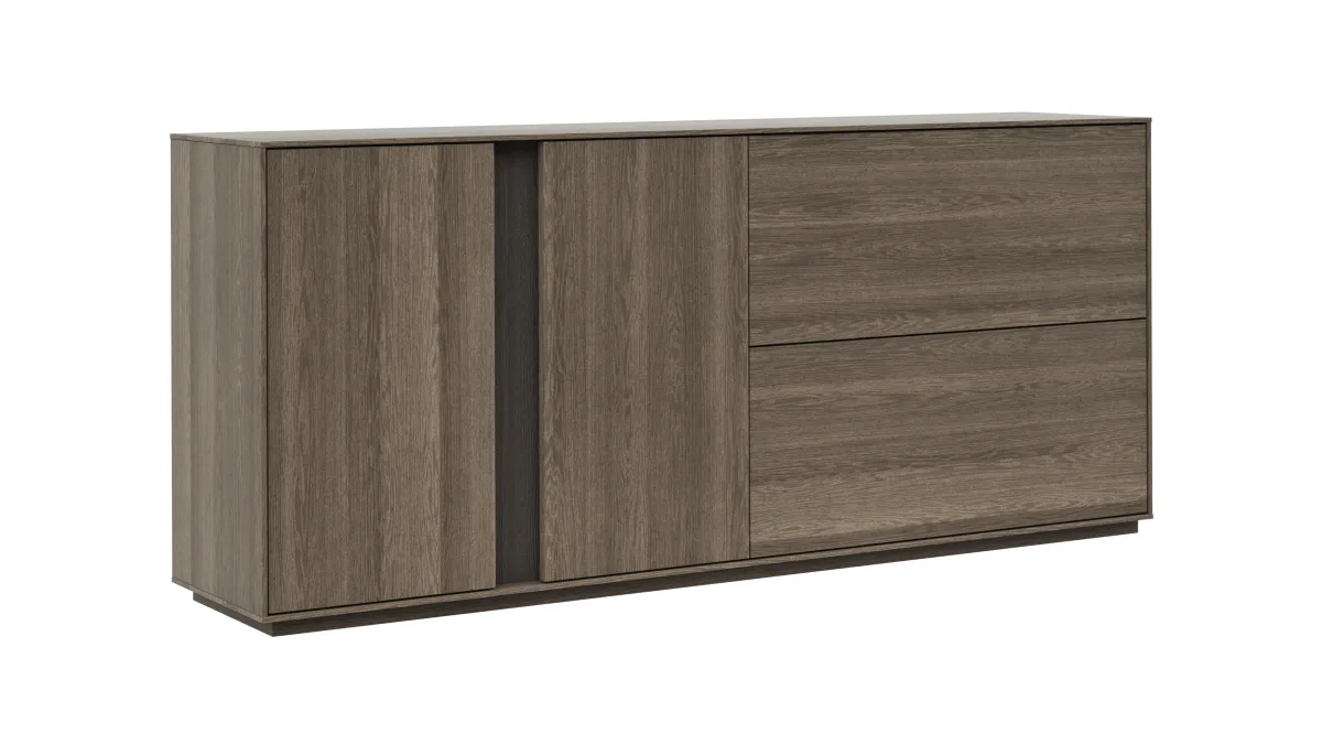 Sideboard Saratoga - mit Klapptüren, Buche massiv, silbergrau geölt – Bild 2