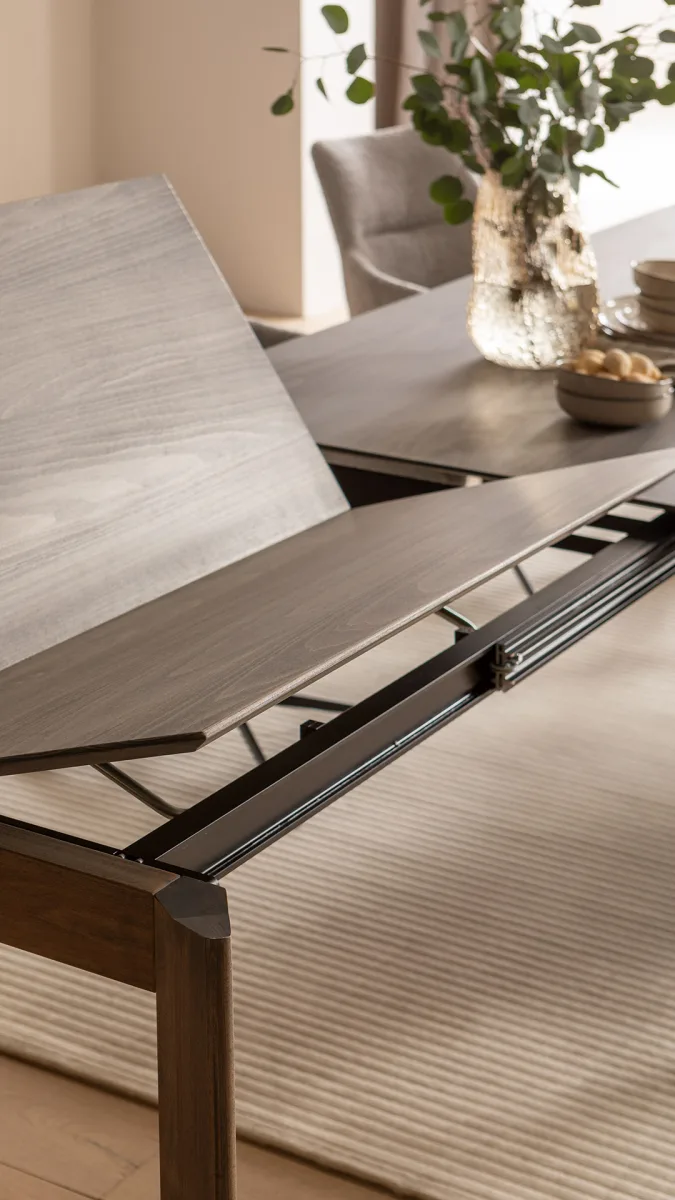 Esstisch Saratoga - ausziehbar, LB ca. 180x95 cm, Buche massiv, silbergrau geölt – Bild 3