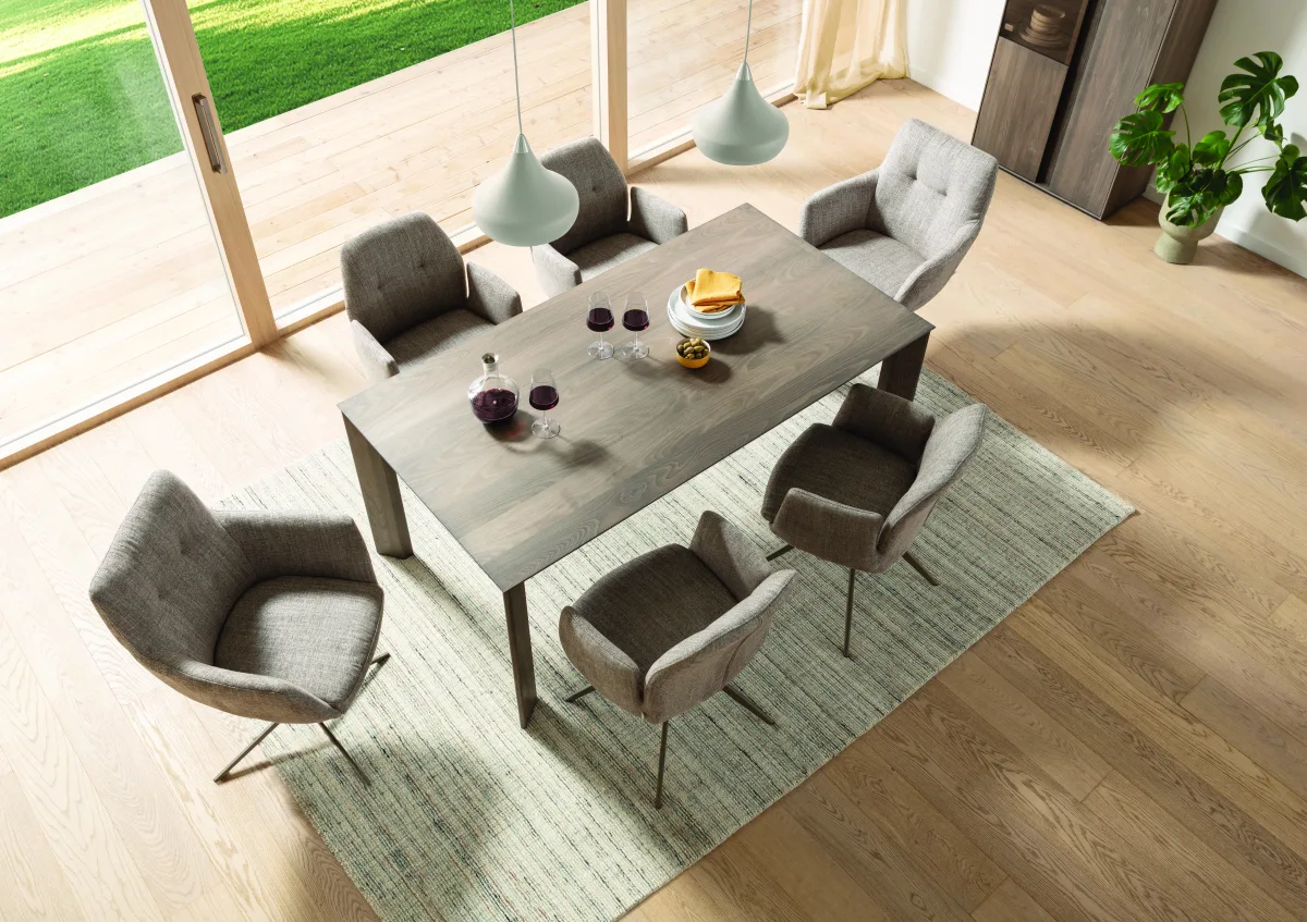 Esstisch Saratoga - ausziehbar, LB ca. 180x95 cm, Buche massiv, silbergrau geölt – Bild 5