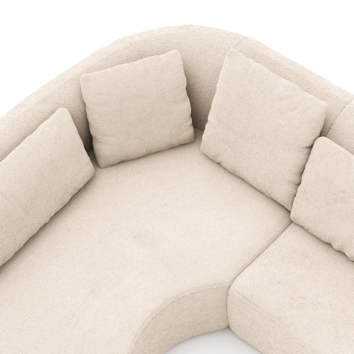 Ecksofa Karasu - Ottomane links mit 3-Sitzer rechts, Stoff, Natur – Bild 3