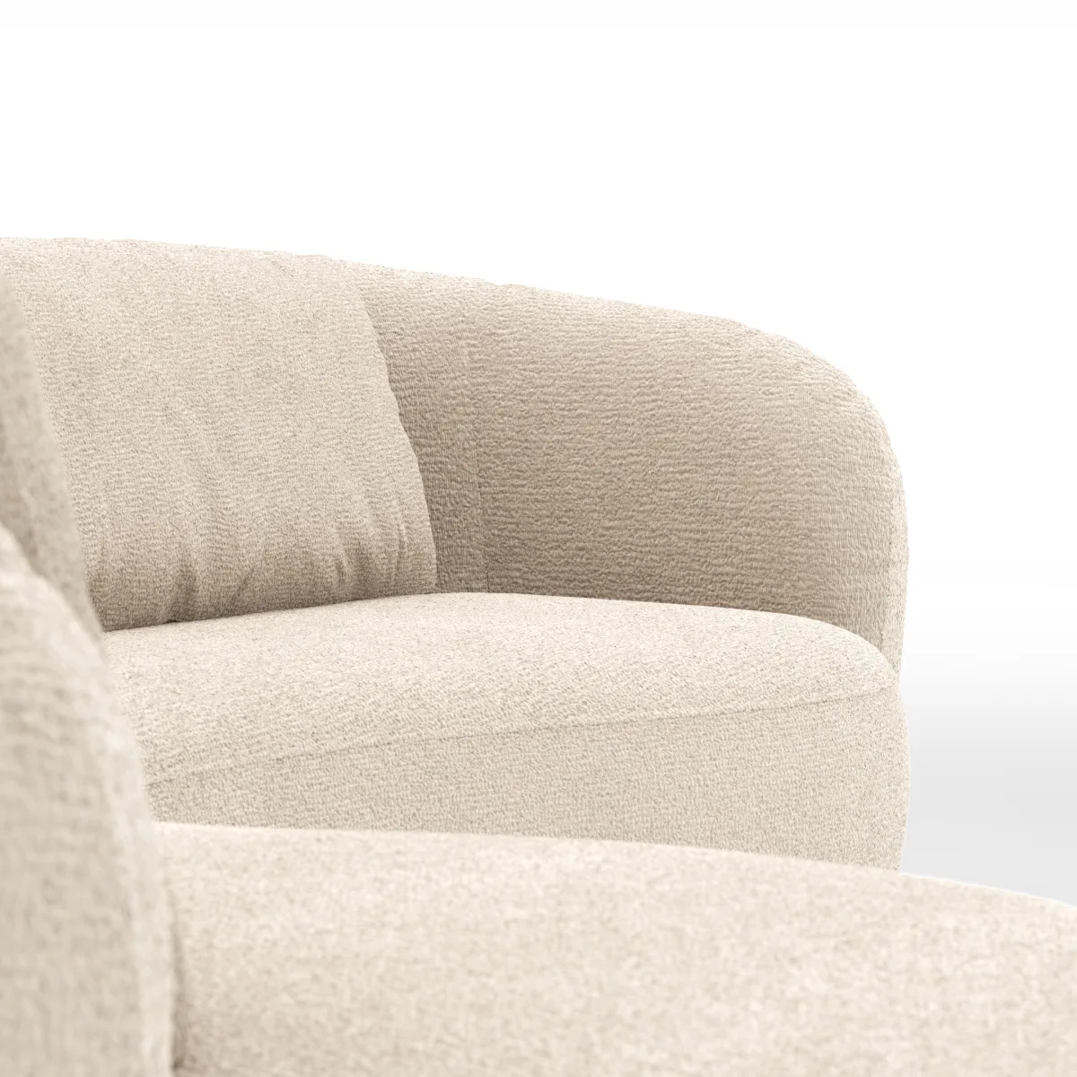 Ecksofa Karasu - Ottomane links mit 3-Sitzer rechts, Stoff, Natur – Bild 4
