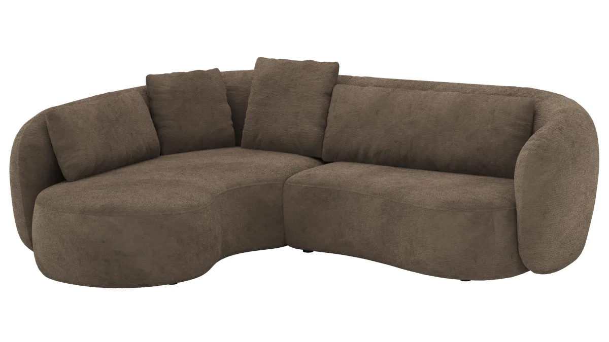 Ecksofa Karasu - Ottomane links mit 3-Sitzer rechts, Stoff, Taupe – Bild 2
