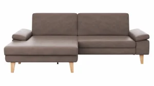 Alternative view of Ecksofa Houston - Longchair groß links mit 1,75-Sitzer, inkl. Sitztiefenverstellung und Armlehne klappbar, Leder, Dunkelbraun