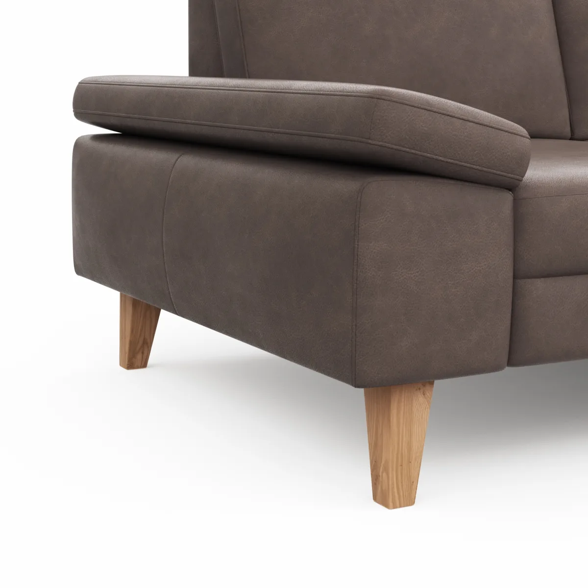 Ecksofa Houston - 2,5-Sitzer, Eckelement und 1-Sitzer mit Abschlussteil rechts, inkl. Sitztiefenverstellung und Armlehne klappbar, Leder, Dunkelbraun – Bild 4