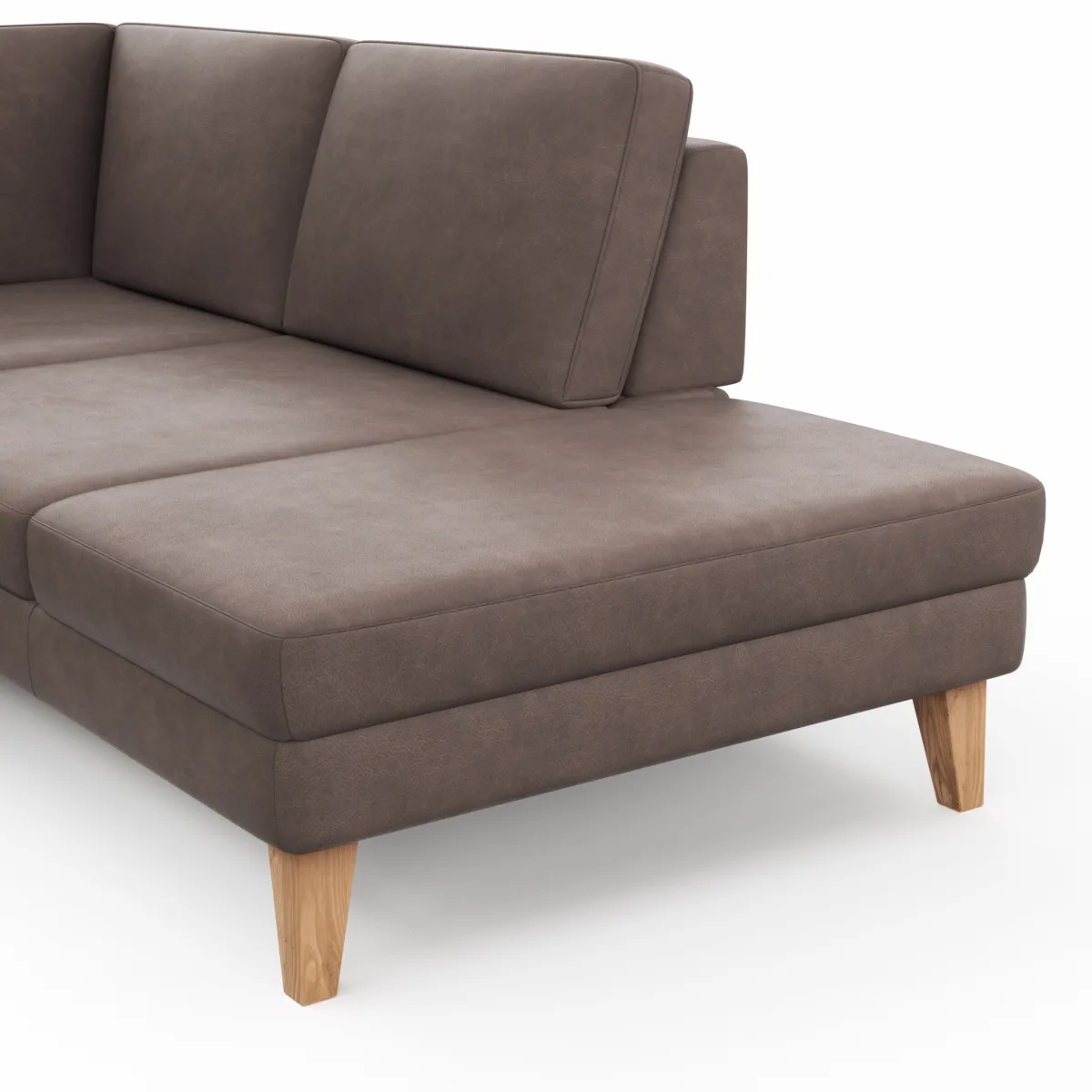 Ecksofa Houston - 2,5-Sitzer, Eckelement und 1-Sitzer mit Abschlussteil rechts, inkl. Sitztiefenverstellung und Armlehne klappbar, Leder, Dunkelbraun – Bild 3