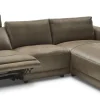 Ecksofa Balok - 2,5-Sitzer mit Longchair groß rechts, inkl. Relaxfunktion (motorisch) und Kopfstütze, Leder, Braungrün – Bild 2