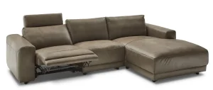 Alternative view of Ecksofa Balok - 2,5-Sitzer mit Longchair groß rechts, inkl. Relaxfunktion (motorisch) und Kopfstütze, Leder, Braungrün