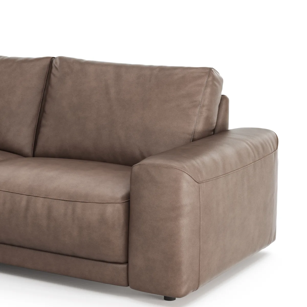 Ecksofa Balok - Longchair groß links mit 2,5-Sitzer, Leder, Dunkelbraun – Bild 3