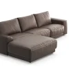 Ecksofa Balok - Longchair groß links mit 2,5-Sitzer, Leder, Dunkelbraun – Bild 4