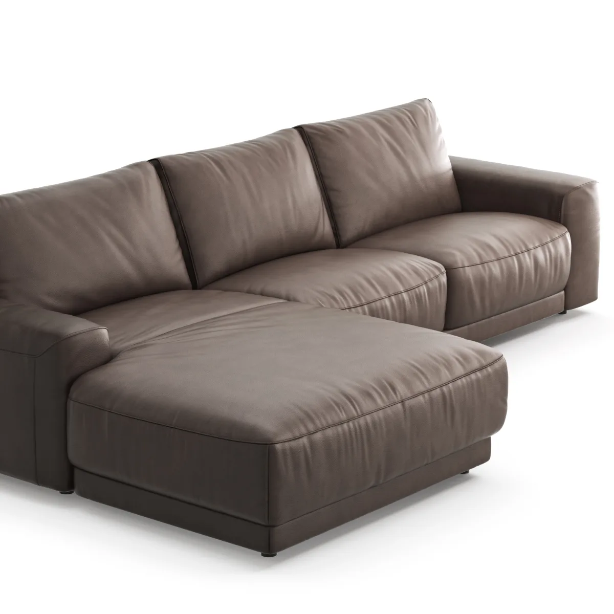 Ecksofa Balok - Longchair groß links mit 2,5-Sitzer, Leder, Dunkelbraun – Bild 4