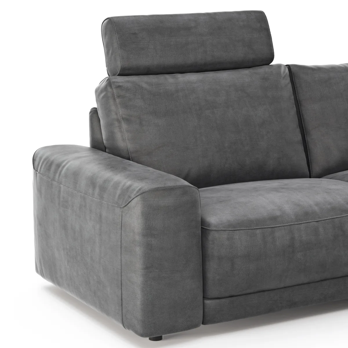 Ecksofa Balok - 2,5-Sitzer mit Longchair groß rechts, inkl. Relaxfunktion (motorisch) und Kopfstütze, Stoff, Anthrazit – Bild 3