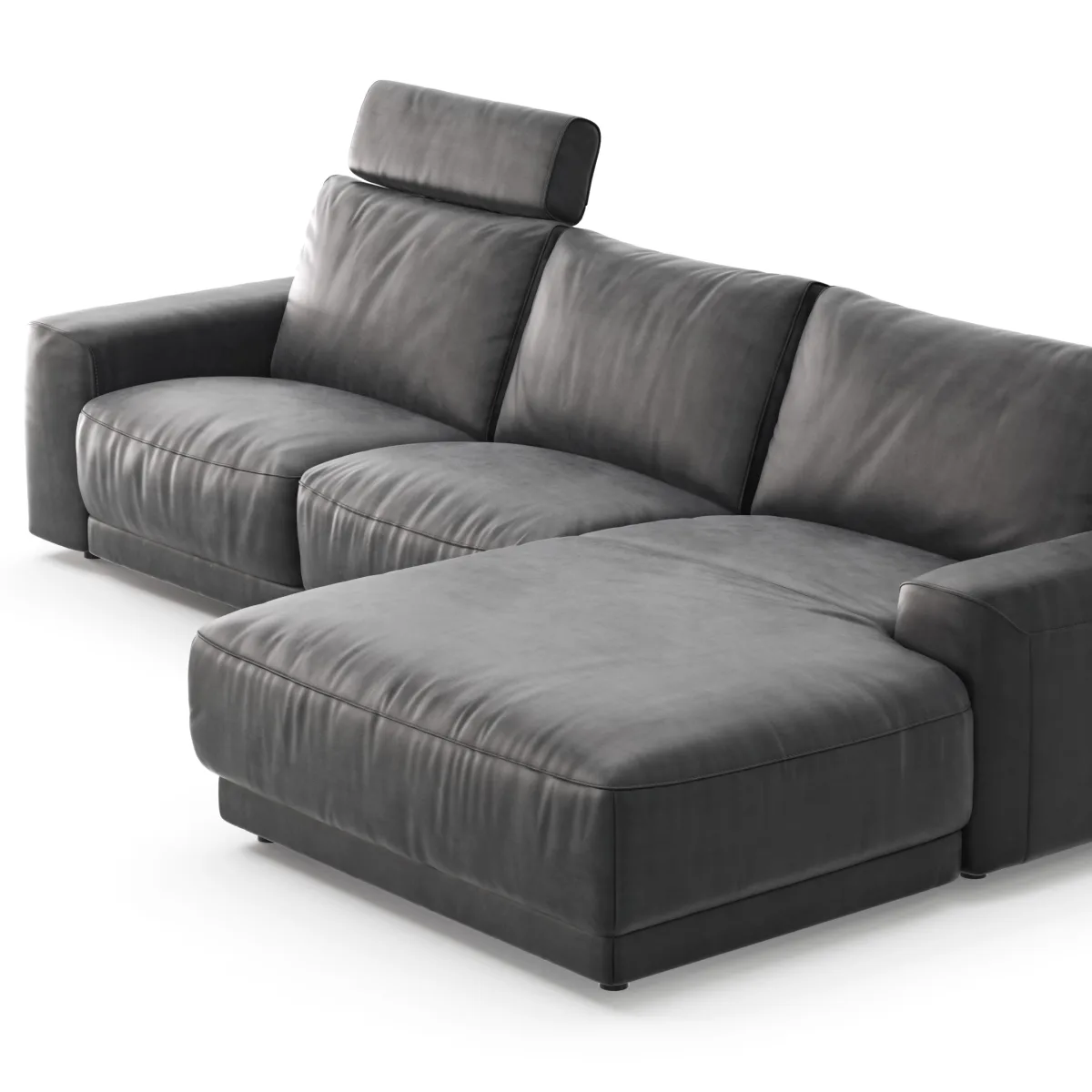 Ecksofa Balok - 2,5-Sitzer mit Longchair groß rechts, inkl. Relaxfunktion (motorisch) und Kopfstütze, Stoff, Anthrazit – Bild 4