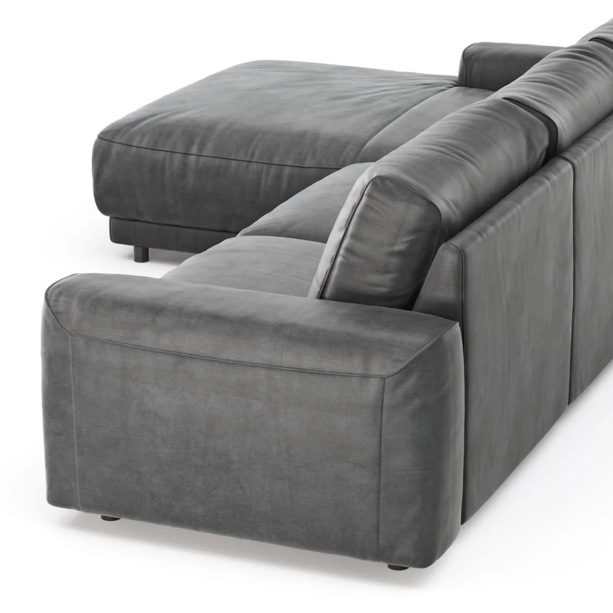 Ecksofa Balok - Longchair groß links mit 2,5-Sitzer, Stoff, Anthrazit – Bild 4