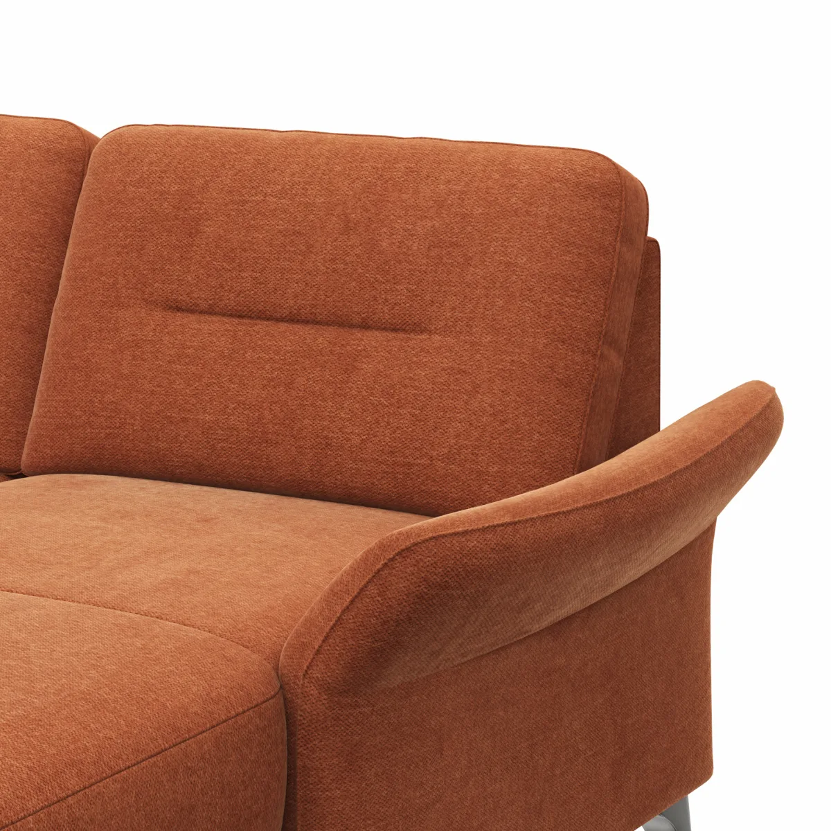 Wohnlandschaft Almyra - Ottomane links, 2,5-Sitzer, Longchair rechts, Stoff, Kupfer – Bild 4
