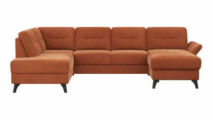 Alternative view of Wohnlandschaft Almyra - Ottomane links, 2,5-Sitzer, Longchair rechts, Stoff, Kupfer