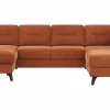 Wohnlandschaft Almyra - Longchair links inkl. Bettkasten und Armlehne klappbar, 2,5-Sitzer inkl. Vorziehsitz (motorisch), Ottomane rechts, Stoff, Kupfer – Bild 2