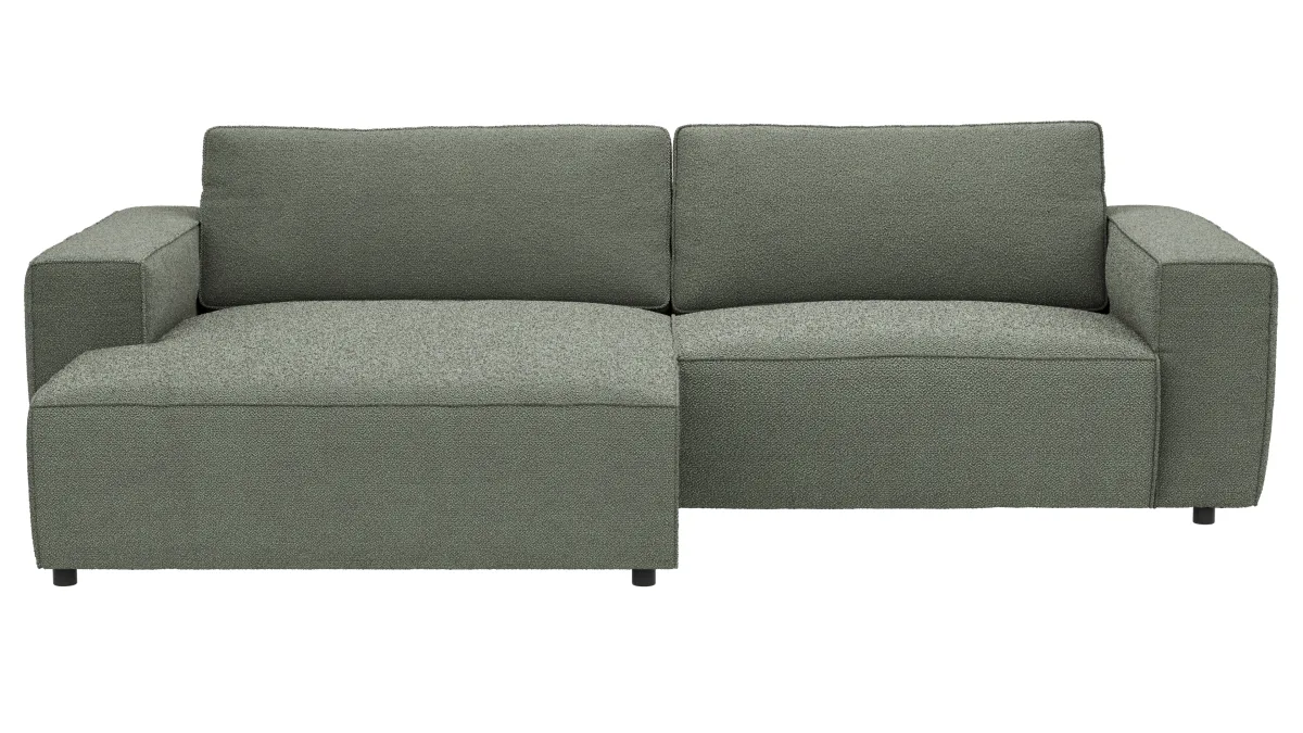 Ecksofa Lilaia - Chaise Longue XL mit 1,5-Sitzer XL rechts, Stoff, Olivgrün – Bild 2