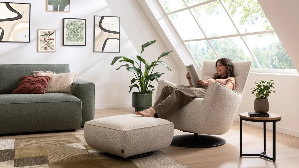 Sessel Lilaia - inkl. Dreh- und Wippfunktion, Stoff, Creme – Bild 6