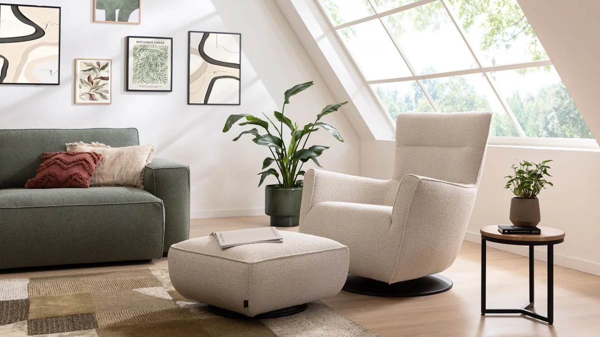 Sessel Lilaia - inkl. Dreh- und Wippfunktion, Stoff, Creme – Bild 5